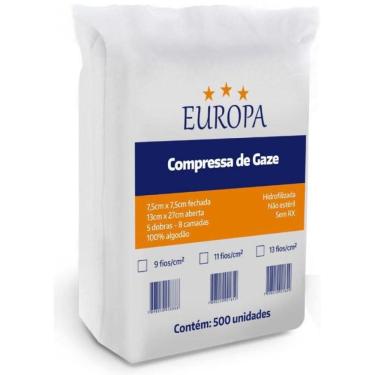 Imagem de Compressa Gaze 09F. Com 500 Nao Esteril 7,5 Cmx7,5 Cm Europa