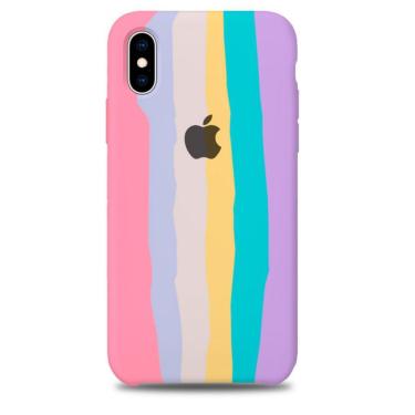 Imagem de Capa Capinha Case Silicone Para Iphone X E Xs Arco Iris Rosa