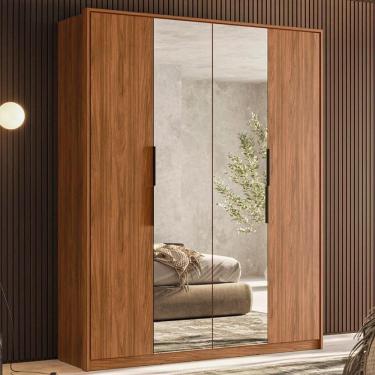 Imagem de Guarda Roupa Casal 4 Portas Com Espelho E 3 Gavetas Grécia - Nogueira Touch Nogueira Touch
