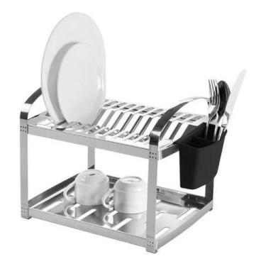 Imagem de Escorredor 12 Pratos Inox Com Porta Talher - DINOX