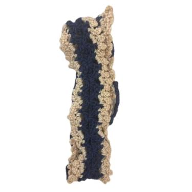 Imagem de Tapete de crochê azul e branco feito à mão