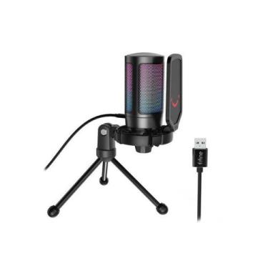 Imagem de Microfone USB Gamer Fifine A6V com Iluminação RGB - Preto