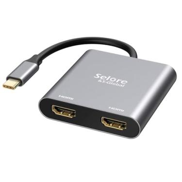 Imagem de Selore&S-Global Adaptador USB C para HDMI duplo 4K @ 60hz, conversor tipo C para HDMI para MacBook Pro Air 2020/2019/2018, LenovoYoga 920/Thinkpad T480, Dell XPS 13/15, etc