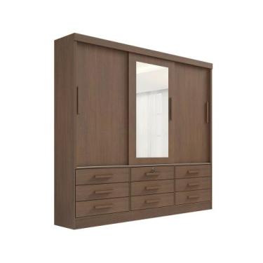 Imagem de Guarda Roupa Casal Meridian com Espelho 3 Portas 9 Gavetas com pés - D