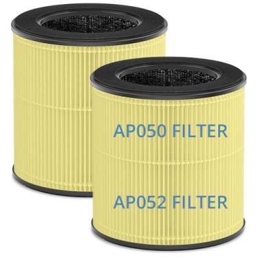Imagem de Purificadores de ar para quarto, casa, animais de estimação, filtro de substituição para purificador de ar AP050, filtro HEPA H13 verdadeiro 3 em 1, pacote com 2 (amarelo)