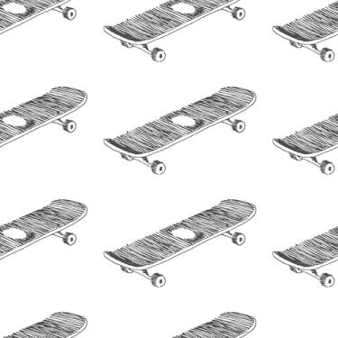 Imagem de Papel De Parede 12m Adesivo Skates Retrô Preto Branco