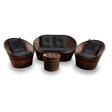 Imagem de Conjunto De 1 Sofá Bola + 2 Poltronas + 1 Mesa Centro Preto