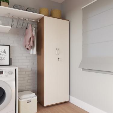 Imagem de Armário Organizador Multiuso 2 Pts Com Chave Mel/Perola