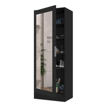 Imagem de Sapateira 1 Porta Com Espelho Jade Multimóveis V6006 Preta Preto