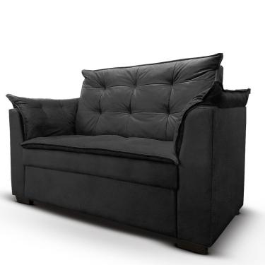 Imagem de Sofá 2 Lugares Decorativo Sala De Estar Opalla Suede Preto