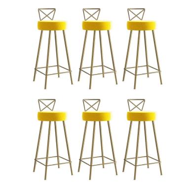 Imagem de Kit 06 Banqueta Alta Com Encosto Tânya Eiffel Cozinha Ferro Dourado Amarelo - Amey Decor