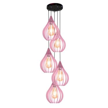 Imagem de Luminária Teto Lustre Pendente Balcão Cozinha Sala 5 Chile Cor:rosa