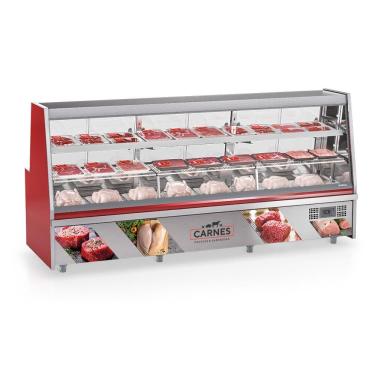 Imagem de Balcão De Açougue Refrigerado Turino Vermelho 220v Grta-300 Vm Gelopar