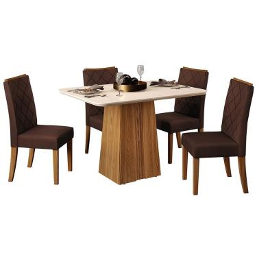 Imagem de Mesa De Jantar Raquel Plus Com 4 Cadeiras Dj Móveis Ginger/moca