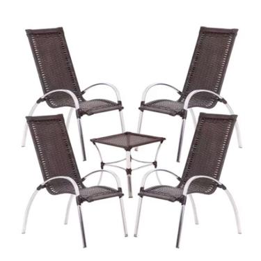 Imagem de Kit 4 Cadeiras Em Alumínio Varanda Piscina Externa E Mesa De Tabaco