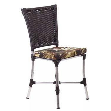 Imagem de Cadeira Angra Em Ferro Com Almofada Impermeável Trama Tabaco