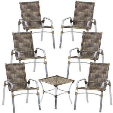 Imagem de Kit 6 Cadeiras Emily E Mesa Alumínio Jardim área Piscina Capuccino