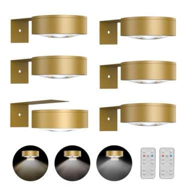 Imagem de Pacote com 6 luzes de quadro operadas por bateria, luz magnética para pintura com 3 modos de iluminação, temporizador remoto e regulável, luz de exibição de arte para retrato, moldura de retrato