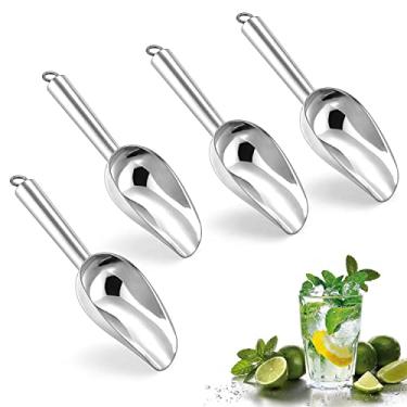 Imagem de Herogo Conjunto De 4 Mini Colheres Gelo 3 Oz, Pequena Colher Aço Inoxidável Para Doces/Farinha/Feijão/Ração Animais Estimação/Cubo, Metal Utilitárias Cozinha, Bar, Festa, Casamento, Lavável Na Máqui