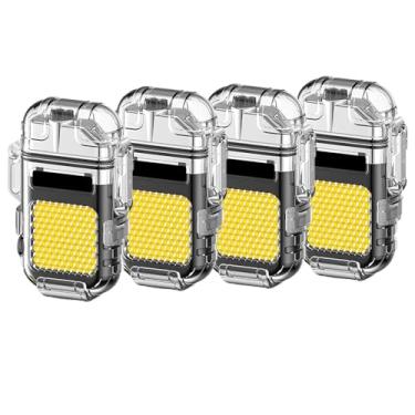 Imagem de Isqueiro Elétrico Recarregável USB com Luz LED Portátil para Viagens (4 PCS)
