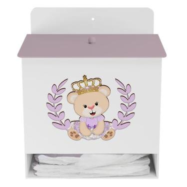 Imagem de Porta Fralda Kit Higiene MDF Quarto Infantil Ursa Coroa - Neném na Nuv