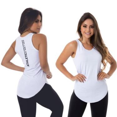 Imagem de Camiseta Regata Blusa Academia Feminina Athletic Branco - Sallada Mist