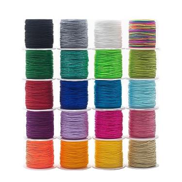 Imagem de ASUNFO 20 Peças De Cordão Nylon Chinês Para Fazer Nós, Contas Colares Kumihimo, Artesanato Em Macramê, Joias Com Sinos Vento (0,8 Mm X 21,8 Jardas, Cores)