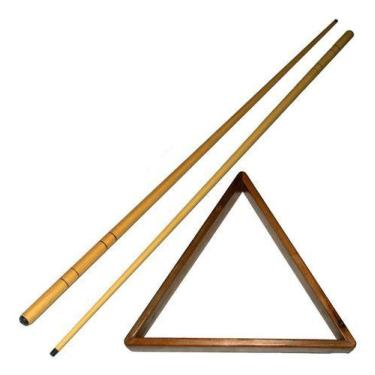 Imagem de 2 Tacos 90cm Pequeno Mini Canto + 1 Triangulo Sinuca Bilhar - Tacolând