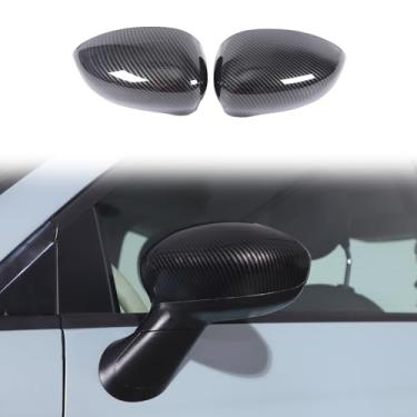 Imagem de Acabamento da tampa do espelho retrovisor da porta do carro compatível com Fiat 500 2011-2024, ABS lado externo retrovisor capa decoração substituir acessórios externos (grão de fibra de carbono)