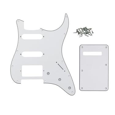 Imagem de ROZILO Conjunto de placa traseira de guitarra HSS com 3 camadas brancas de 11 furos para guitarra Fender EUA/México feita padrão Stratocaster peça de guitarra