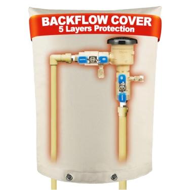 Imagem de Vazioyar Capa de Proteção Contra Refluxo com Bolsa Isolada(5°F), Capa de Isolamento de Tubo Original, Capa de Disjuntor de Vácuo de Pressão, Capa de Sprinkler Externo de Inverno, E (17"L X 20"A, Bege)