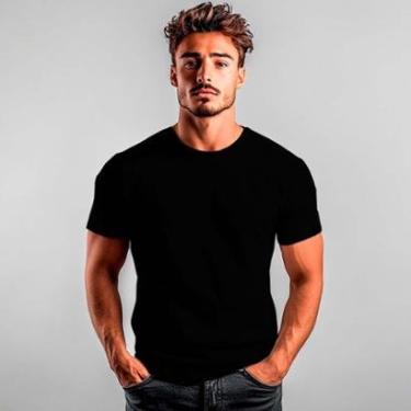 Imagem de Camiseta Básica de Algodão 30.1 Lisa Preta-Masculino