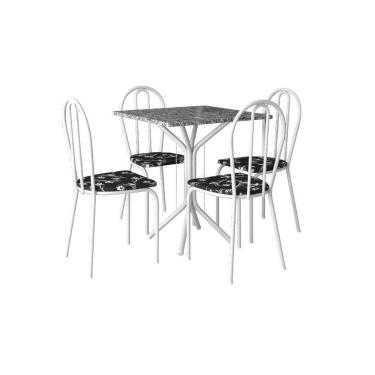 Imagem de Conjunto Mesa Thais 4 Cadeiras 004 Base Branco Tampo Granito