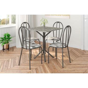 Imagem de Conjunto Mesa Thais 4 Cadeiras 004 Base Preto Tampo Granito