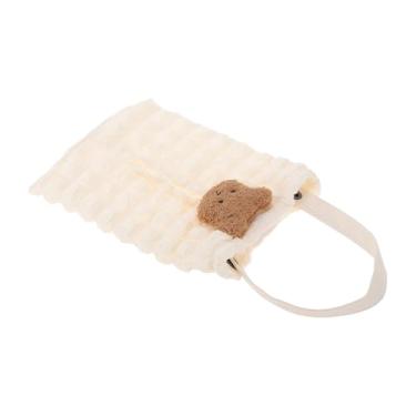 Imagem de INFINAUTO Porta-lenços de papel para carro organizador de massa folhada poliéster 28 x 18 x 2 cm bege 3D marrom cabeça de urso 1 peça