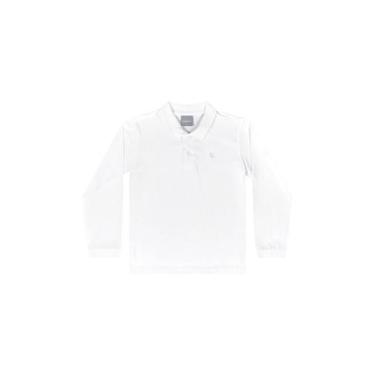 Imagem de Camisa Polo Manga Longa Básica para Menino Quimby, Branco, 8