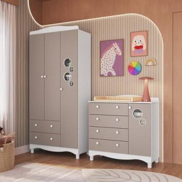 Imagem de Conjunto para Quarto Infantil com Guarda-roupa e Cômoda Trocador Encan