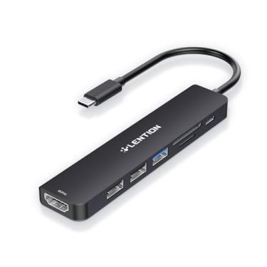 Imagem de LENTION Hub USB C carregamento de 100 W, HDMI 4K@60Hz, Dual Leitor de Cartão, Compatível USB 3.0 e 2.0 2025-2016 MacBook Pro, novo Mac Air/Surface, Chromebook, adaptador de driver estável