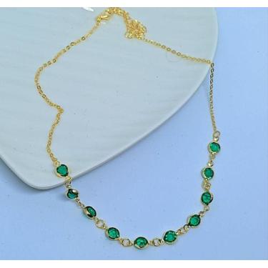 Imagem de Colar Choker Ponto de Luz Cristais Zircônias Pedras Cristal Vermelho F