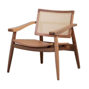 Imagem de Poltrona Faye em Madeira Jequitibá cor Mel com Encosto em Tela - 66781