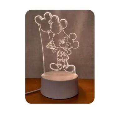 Imagem de Luminária Abajur De Led 3d Mickey Mouse Disney Balões Amor
