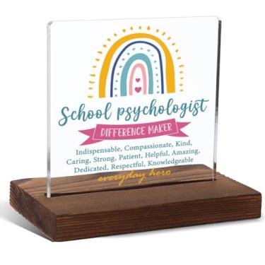 Imagem de Presente de agradecimento ao psicólogo escolar, presente inspirador de diferença para psicólogo escolar, presentes de agradecimento para funcionários escolares, placa acrílica de 10 x 10 cm, HSJ84