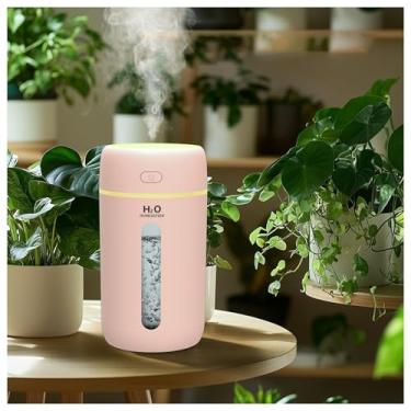 Imagem de Mini umidificador portátil pequeno para quarto, escritório, carro, viagens com luz noturna, desligamento automático, super silencioso (rosa)