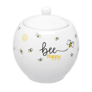 Imagem de Açucareiro de Porcelana Abelha Abelhinha Bee Happy com Colher