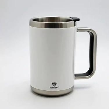 Imagem de Caneca Térmica Parede Dupla em Aço Inox Branca 600ml com Alça Ergonômica - Estilo Casual