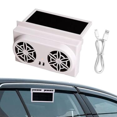 Imagem de Ventilador de janela de carro, ventilador de carro alimentado por energia solar | Ventilador elétrico portátil recarregável com função de resfriamento para caminhão, trailer, viagens, dirigir