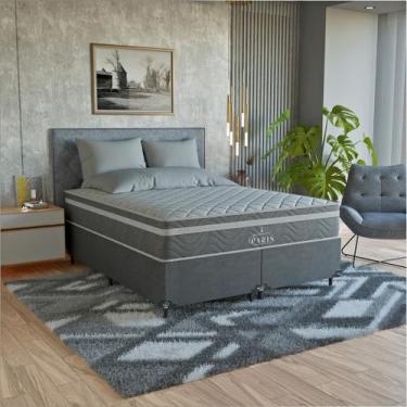Imagem de Cama Box Queen Cinza + Colchão Paris Molas Ensacadas Cinza - eShop cas