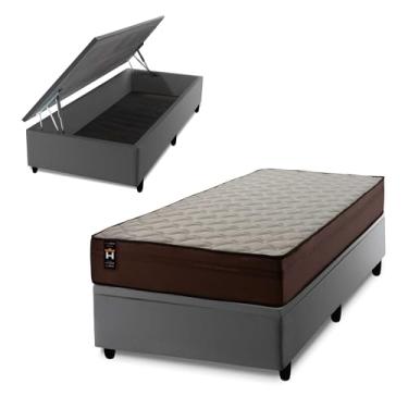 Imagem de Conjunto Box Baú Atlanta Marrom 96x203x69 Espuma D45