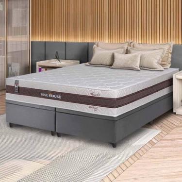 Imagem de Conjunto Box Baú Cinza Mali Bege Molas Ensacadas King 193x203x77 - King House