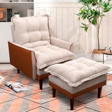 Imagem de Poltrona Reclinável com Puff Catena Caramelo Bege - King House